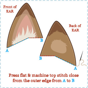 How to top stitch the ears