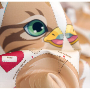 Griffin Kitten printed fabric, close up