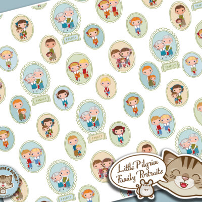 Little Pilgrim Family Portraits fabric design